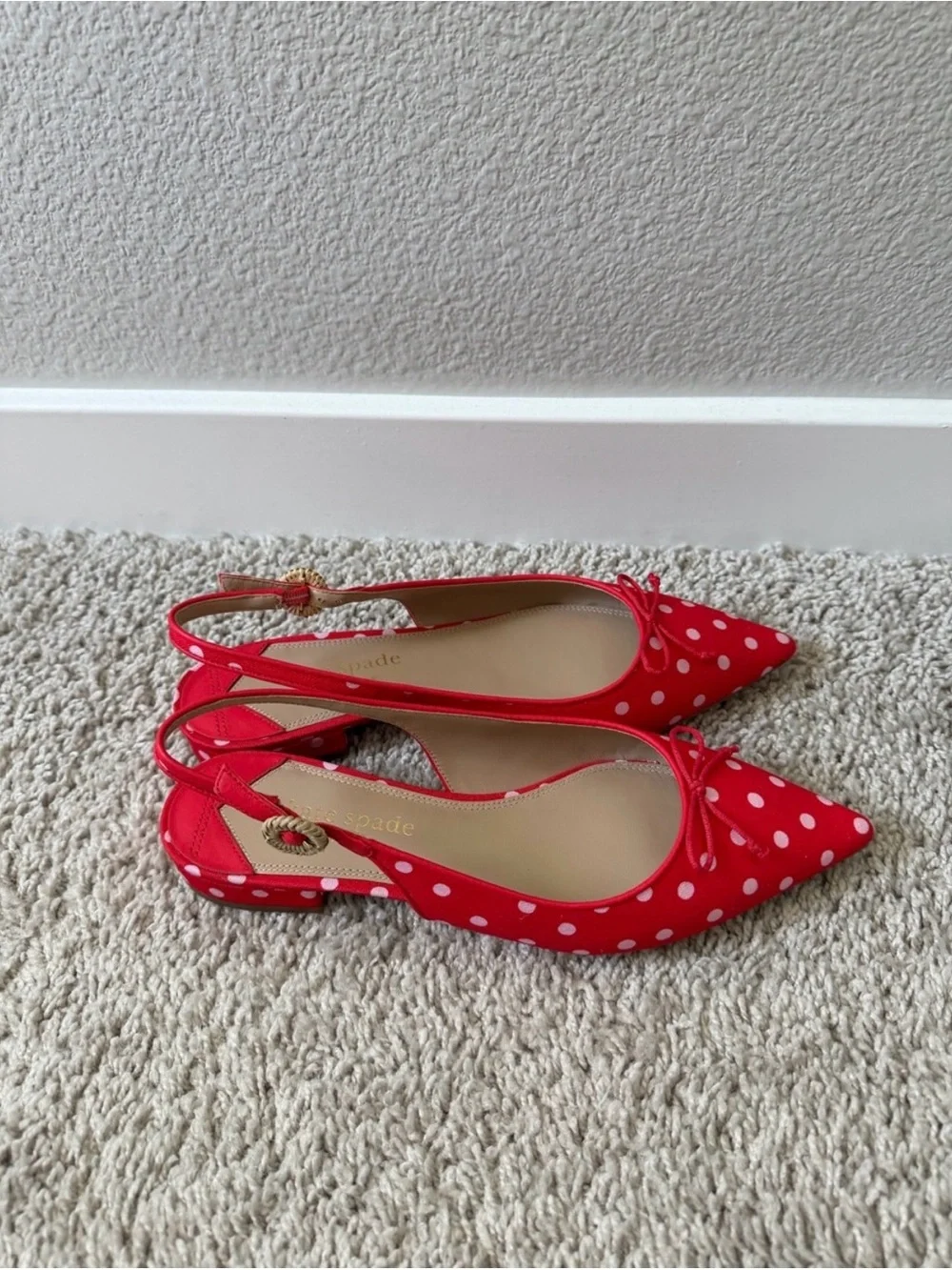 NWOT Kate Spade Red Polka Dot Veronica Flats Size 8